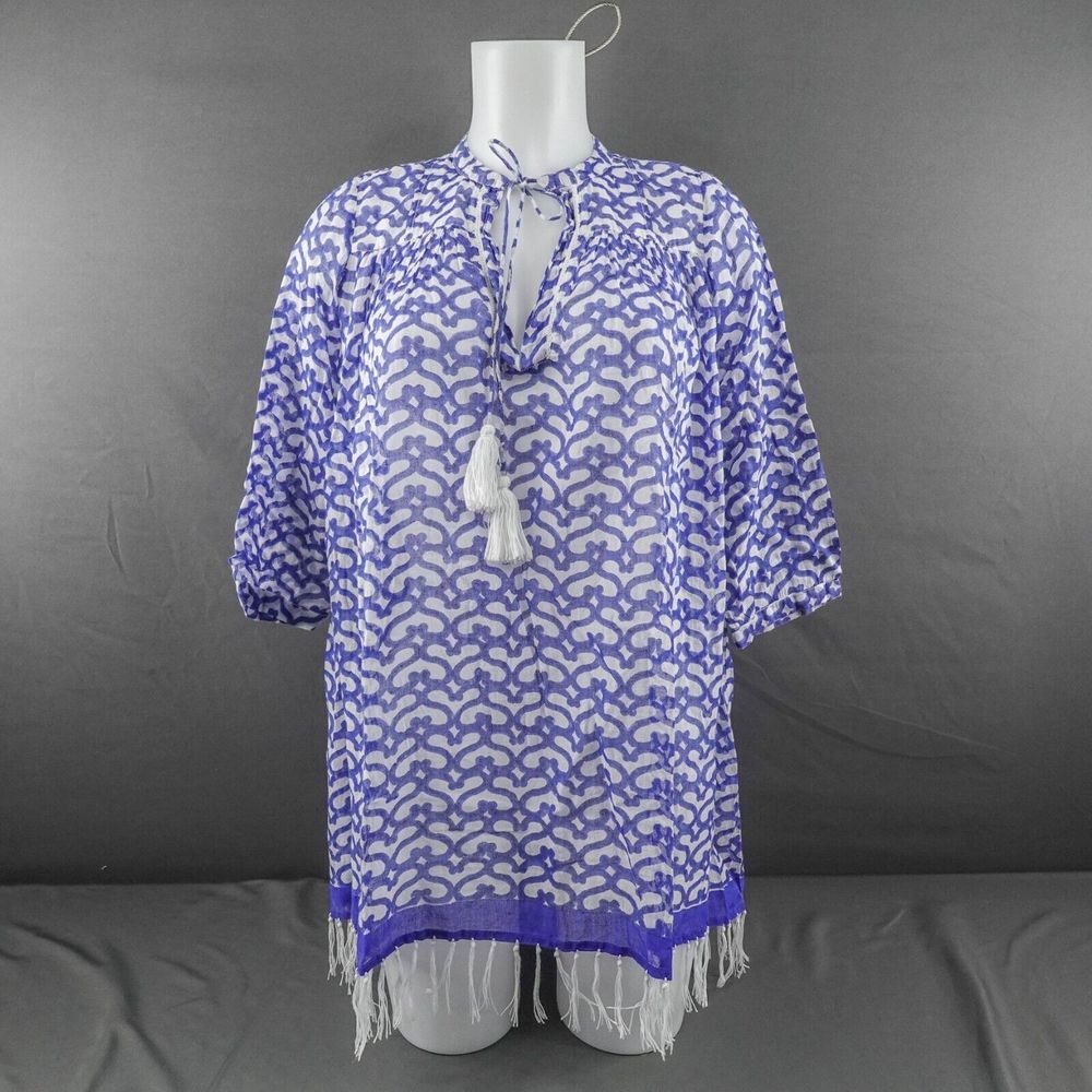 Roberta Roller Rabbit Blue and White Patterned Coverup